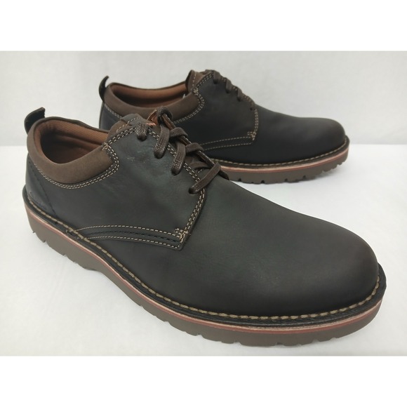 Clarks Eastridge Low Brown Leather Oxford Dress Shoes 26179419 Mens Size 11  Wide